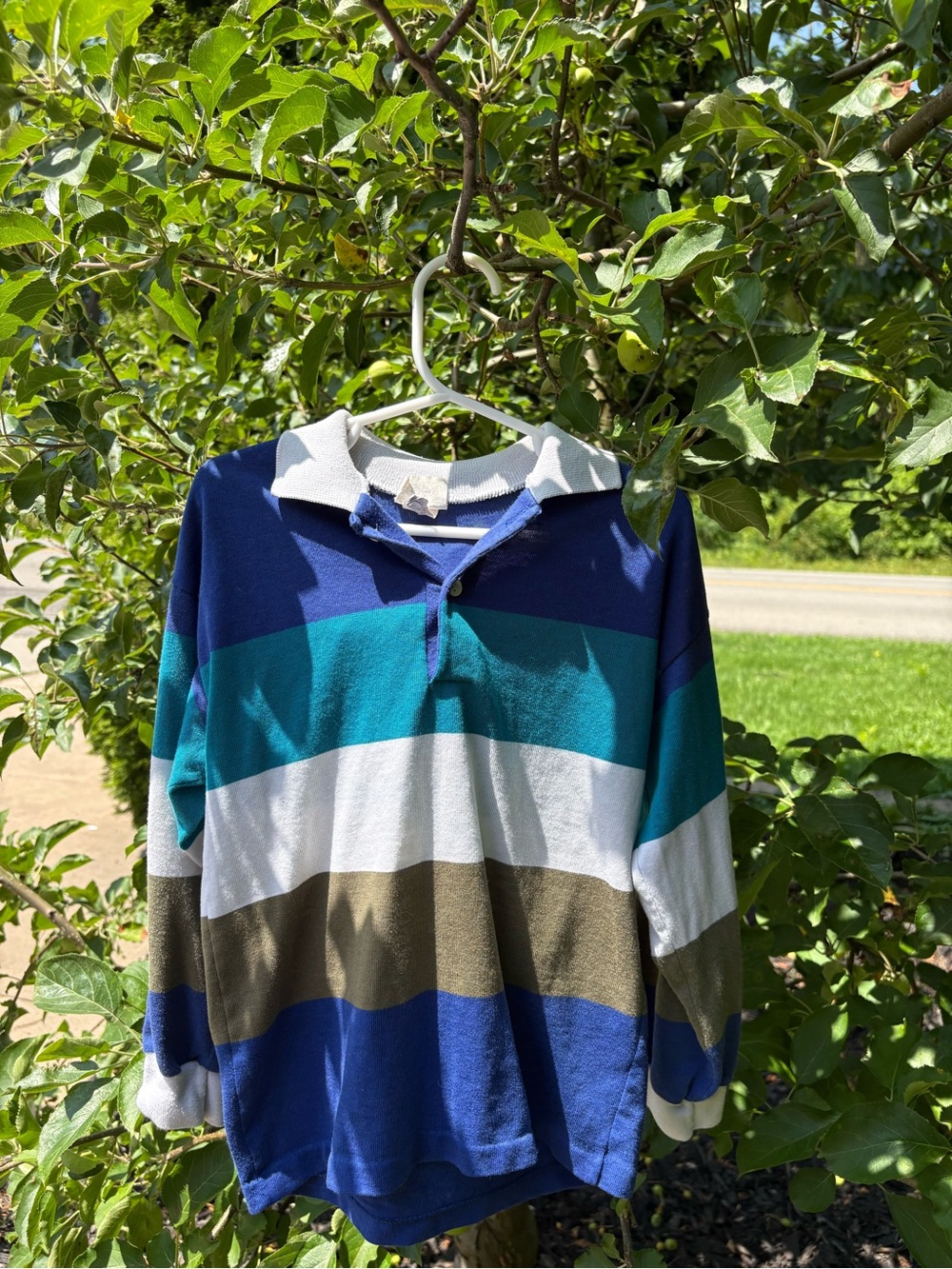 Peanuts Striped Rugby Polo - Navy, Teal, White, Olive